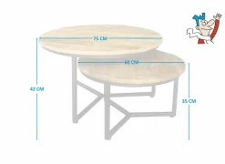 Bijzettafel Scrooge 75x75cm - metaal - naturel- Bijzettafels|Salontafels