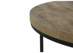 Bijzettafel SL2303  Ø76xH45,5cm/Ø56xH38,5cm - decor & metaal - scarlet oak set van 2- Bijzettafels