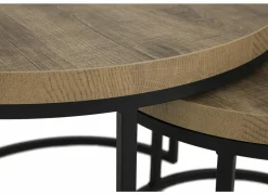 Bijzettafel SL2303  Ø76xH45,5cm/Ø56xH38,5cm - decor & metaal - scarlet oak set van 2- Bijzettafels