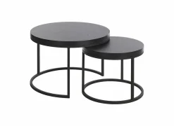 Bijzettafels|Bijzettafel SL2303  Ø76xH45,5cm/Ø56xH38,5cm - decor & metaal- nox