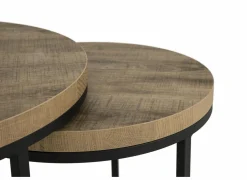 Bijzettafels|Bijzettafel SL2303  Ø76xH45,5cm/Ø56xH38,5cm - decor & metaal - tropix set van 2