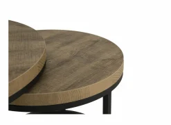 Bijzettafels|Bijzettafel SL2303  Ø76xH45,5cm/Ø56xH38,5cm - decor & metaal - tropix set van 2