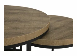 Bijzettafels|Bijzettafel SL2303  Ø76xH45,5cm/Ø56xH38,5cm - decor & metaal - tropix set van 2