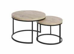 Bijzettafel SL2303  Ø76xH45,5cm/Ø56xH38,5cm - decor & metaal - canyon oak- Bijzettafels