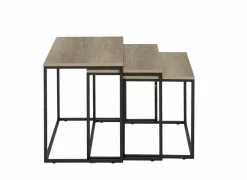 Bijzettafel Victorius 55x40cm - melamine - bruin set van 3- Bijzettafels|Salontafels