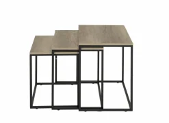 Bijzettafel Victorius 55x40cm - melamine - bruin set van 3- Bijzettafels|Salontafels