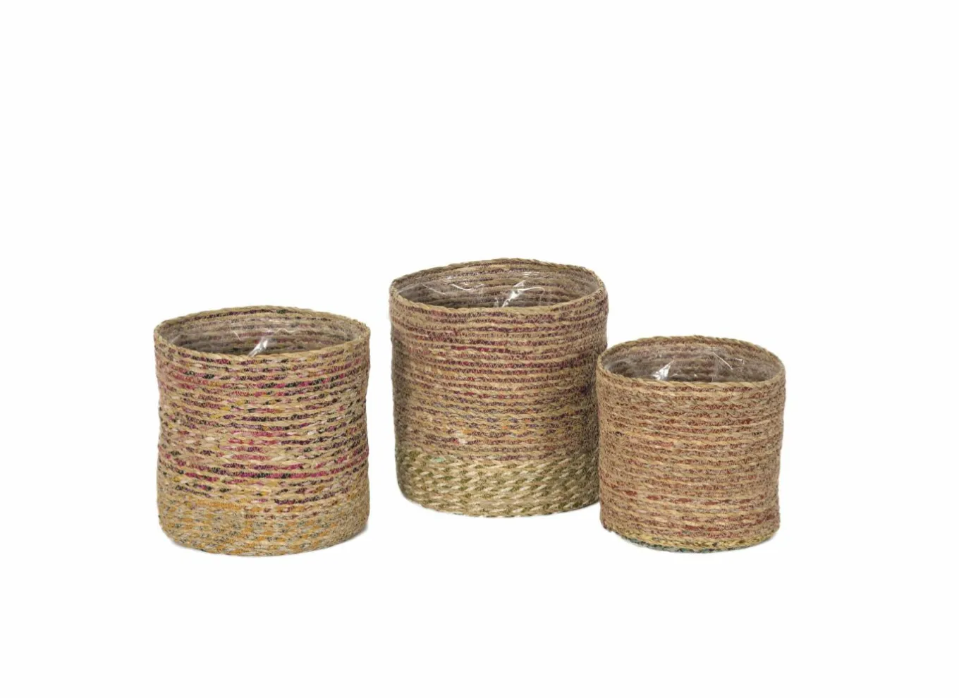 Vazen & Bloempotten|Vazen & Bloempotten|Bloempot Aja set van 3 - zeegras - naturel/multi