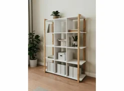 Boekenkast|Boekenkast|Boekenrek Denver 107x39x145cm - decor - wit & artisanale eik