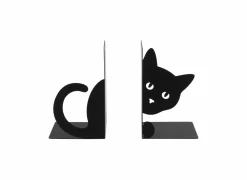 Boekensteun Chat Cache H16cm - metaal - zwart- Decoratieve Accessoires