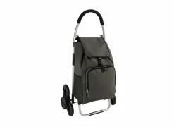 Boodschappentrolley 52x40x100cm - stof - gewaxt grijs- Boodschappentrolleys|Boodschappentrolleys