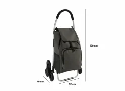 Boodschappentrolley 52x40x100cm - stof - gewaxt grijs- Boodschappentrolleys|Boodschappentrolleys
