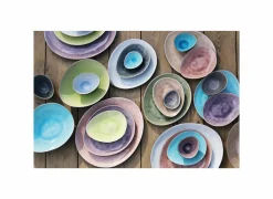 Cosy & Trendy Bord Streetfood festival 19,5x16cm - keramiek - multicolor- Platte Borden|Dessertborden