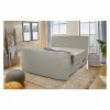 Compleet Bed|Tweepersoonsbedden|Boxspring Belair Mix 180x200cm - stof - lichtgrijs met tv-lift en opbergruimte