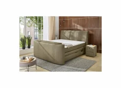 Compleet Bed|Boxsprings|Boxspring Belair Normal 180x200cm - stof - mud met tv-lift en opbergruimte