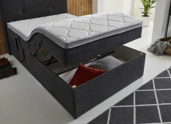 Compleet Bed|Tweepersoonsbedden|Boxspring BX1880  120x200cm - stof - grijs met opbergruimte