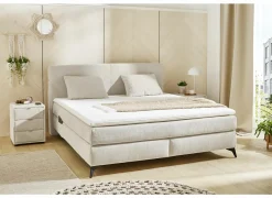 Compleet Bed|Tweepersoonsbedden|Boxspring Kira Max 180x200cm - stof - beige
