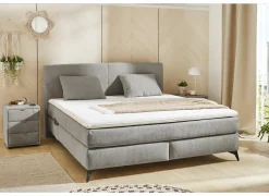 Compleet Bed|Tweepersoonsbedden|Boxspring Kira Normal 180x200cm - stof - middengrijs