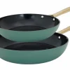 Cosy & Trendy Braadpan Elegance Ø24 & Ø28cm - gerecycleerd aluminium - groen & zwart set van 2- Braadpannen