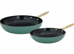 Cosy & Trendy Braadpan Elegance Ø24 & Ø28cm - gerecycleerd aluminium - groen & zwart set van 2- Braadpannen