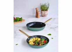 Cosy & Trendy Braadpan Elegance Ø24 & Ø28cm - gerecycleerd aluminium - groen & zwart set van 2- Braadpannen