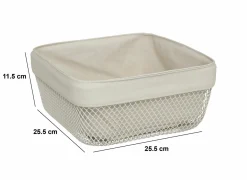 Broodtrommels|Broodmand Mayaj 25,5x11,5cm - metaal/stof - beige