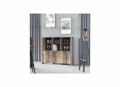 Buffetkast Clif 136cm - decor - old wood & beton- Vitrinekasten|Vitrinekasten
