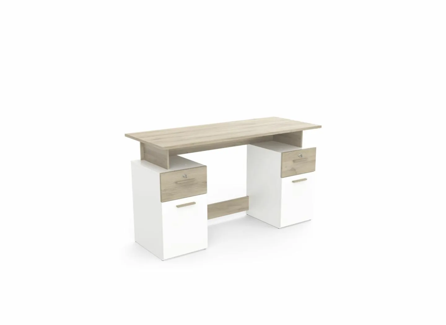 Demeyere Bureau Platon 135x55cm - decor - kronberg eik & wit- Woonkamer Bureau|Kantoorbureau