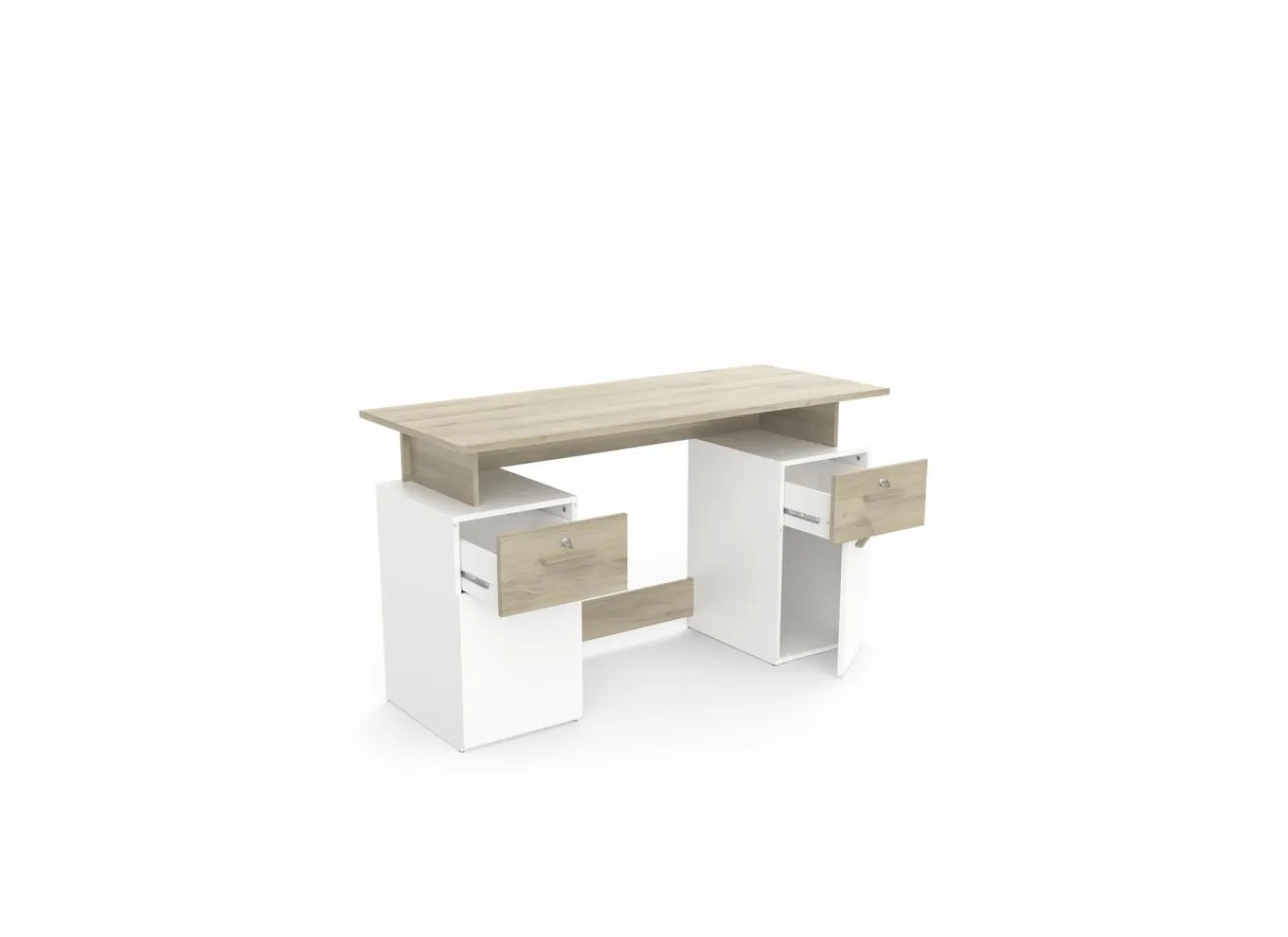 Demeyere Bureau Platon 135x55cm - decor - kronberg eik & wit- Woonkamer Bureau|Kantoorbureau