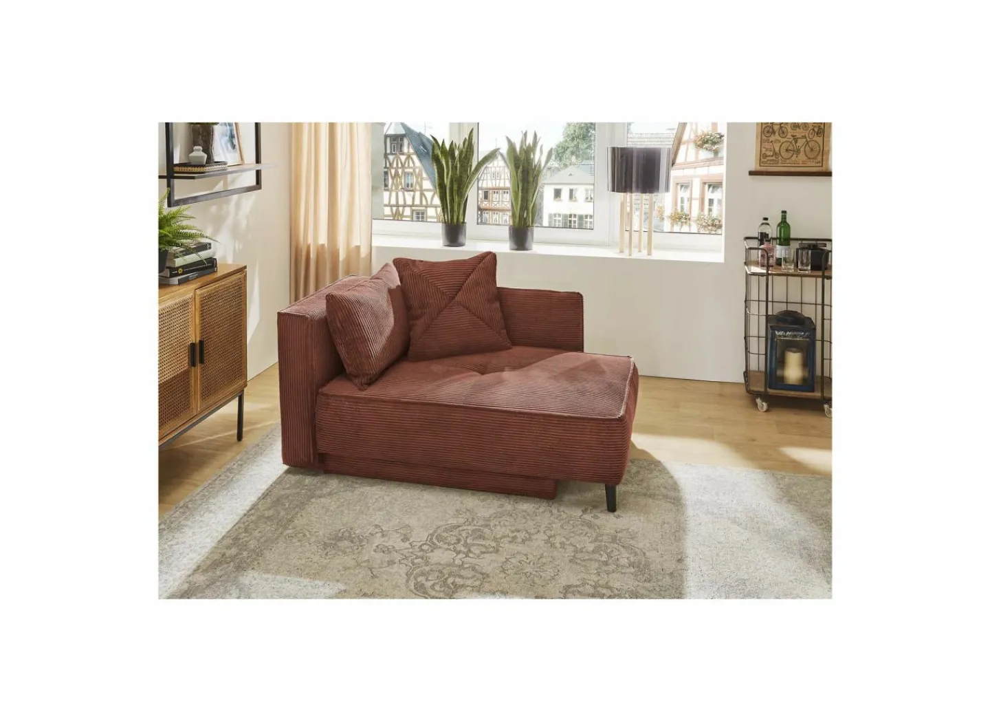 Chaise longue Rex Recamière 155x95x81cm - stof - roest met bedfunctie- Zetelbedden|Fauteuils