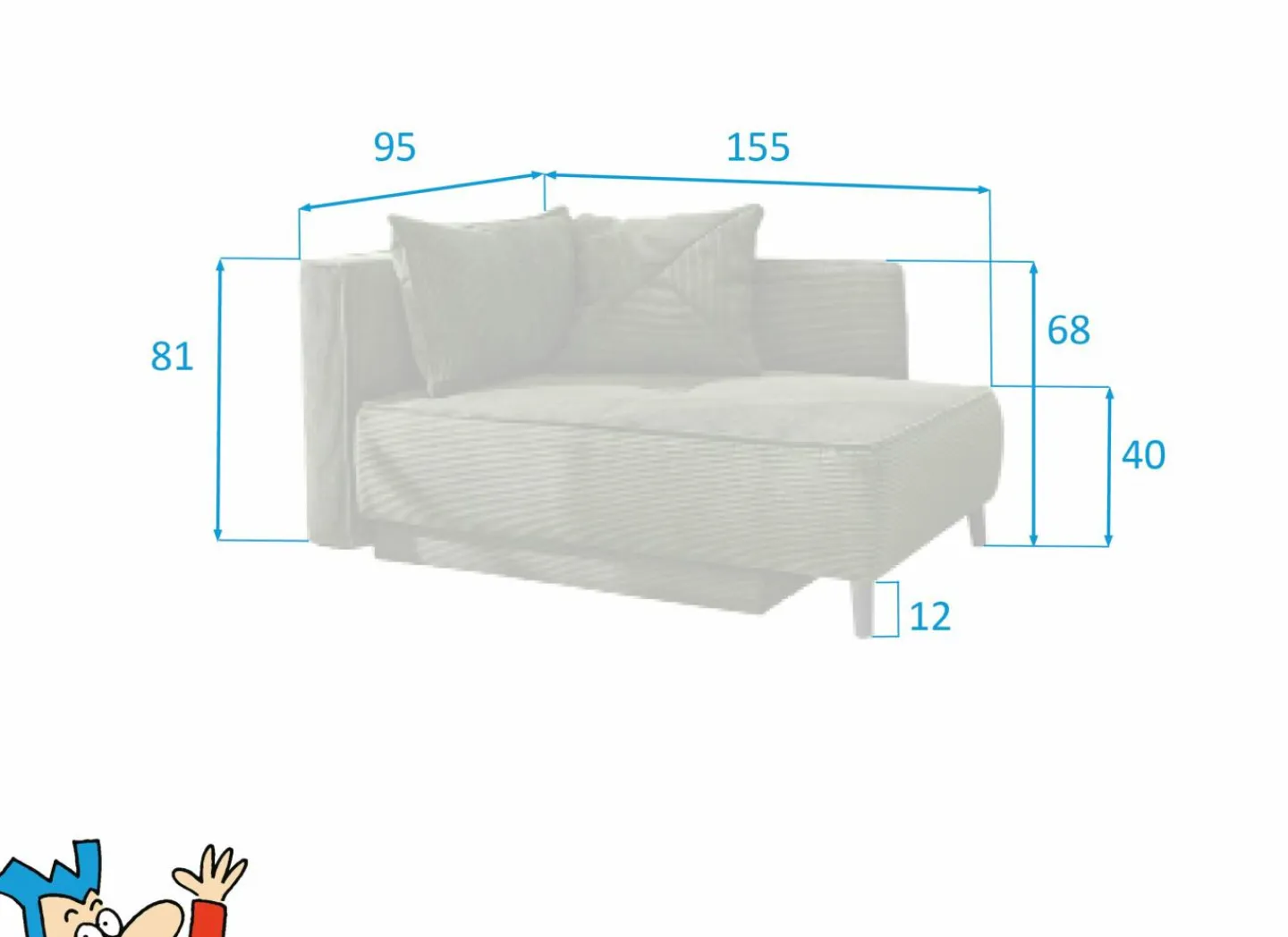 Chaise longue Rex Recamière 155x95x81cm - stof - groen met bedfunctie- Zetelbedden|Fauteuils