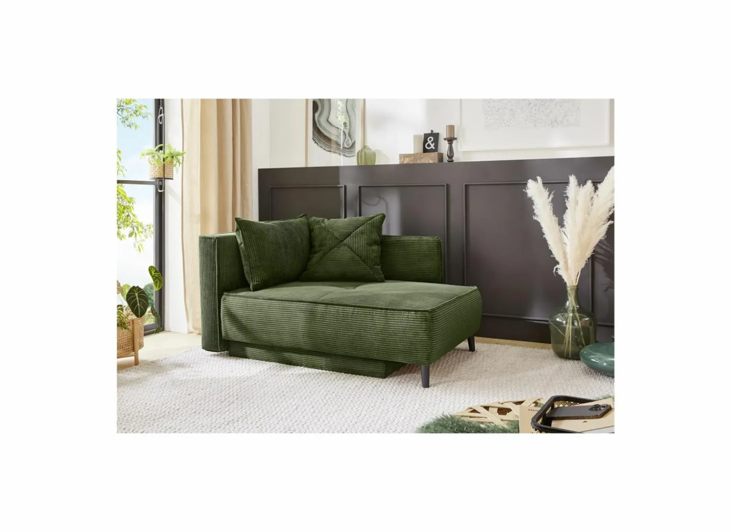 Chaise longue Rex Recamière 155x95x81cm - stof - groen met bedfunctie- Zetelbedden|Fauteuils