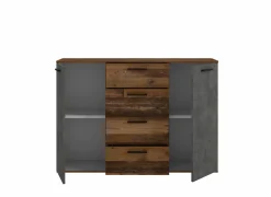 Commode Attaylar 130x36x91cm - decor - oldwood vintage & donkergrijs- Commode|Commode