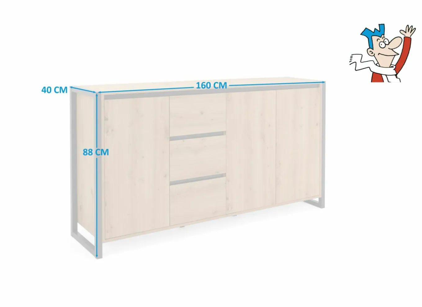 Commode|Commode|Commode Denver 160cm - decor - artisanale eik & anthraciet