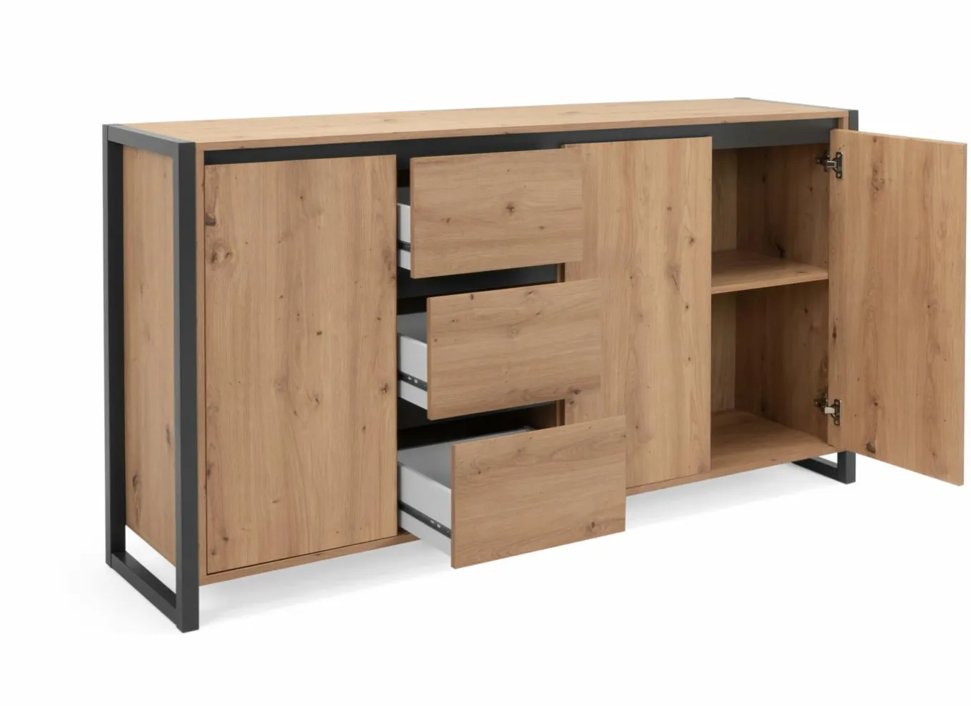 Commode|Commode|Commode Denver 160cm - decor - artisanale eik & anthraciet