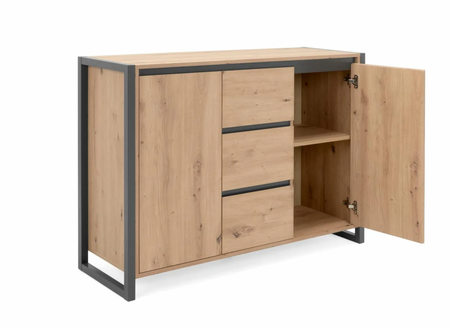 Commode Denver 120cm - decor - artisanale eik & anthraciet- Commode|Commode