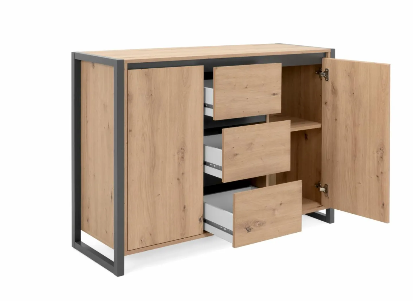 Commode Denver 120cm - decor - artisanale eik & anthraciet- Commode|Commode