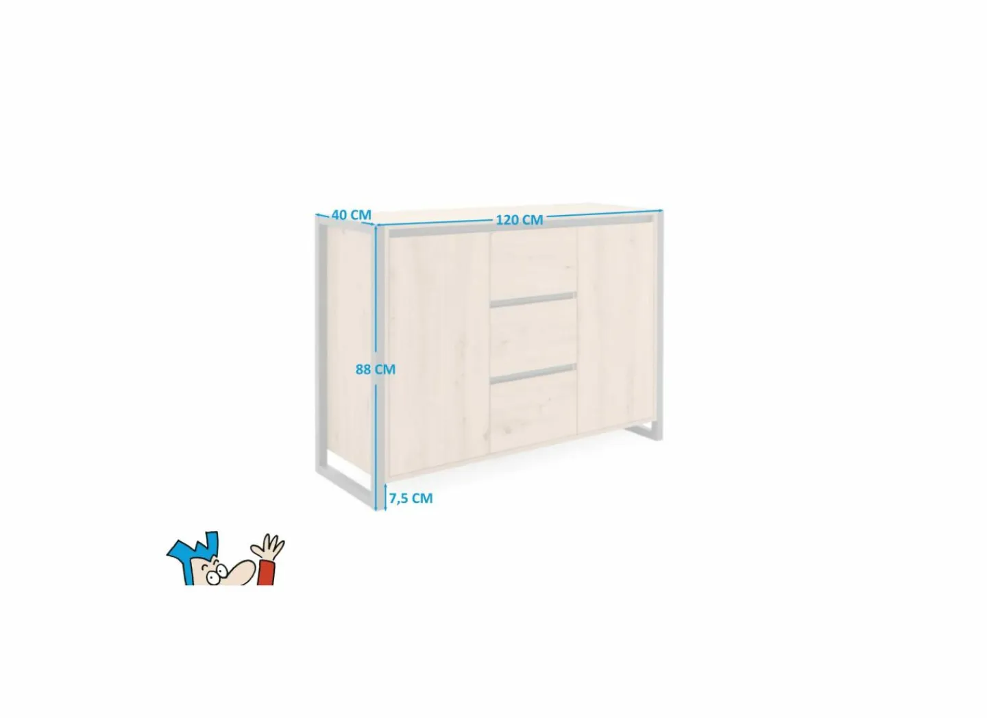 Commode Denver 120cm - decor - artisanale eik & anthraciet- Commode|Commode