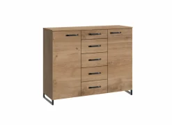 Commode Detroit 139x41x102cm - decor - plankeneiche/raw steel- Commode|Commode