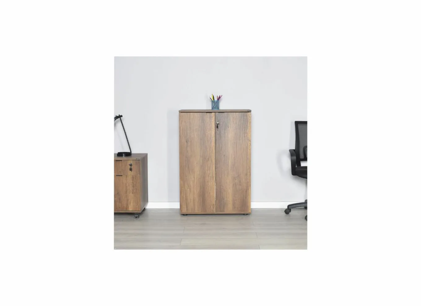 Draaideurkasten|Commode|Commode Meradi 72x34x109cm - melamine - oslo walnut