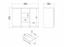 Commode Naia 121x50x91cm - decor - cashmere/jackson hickory- Commode|Commode