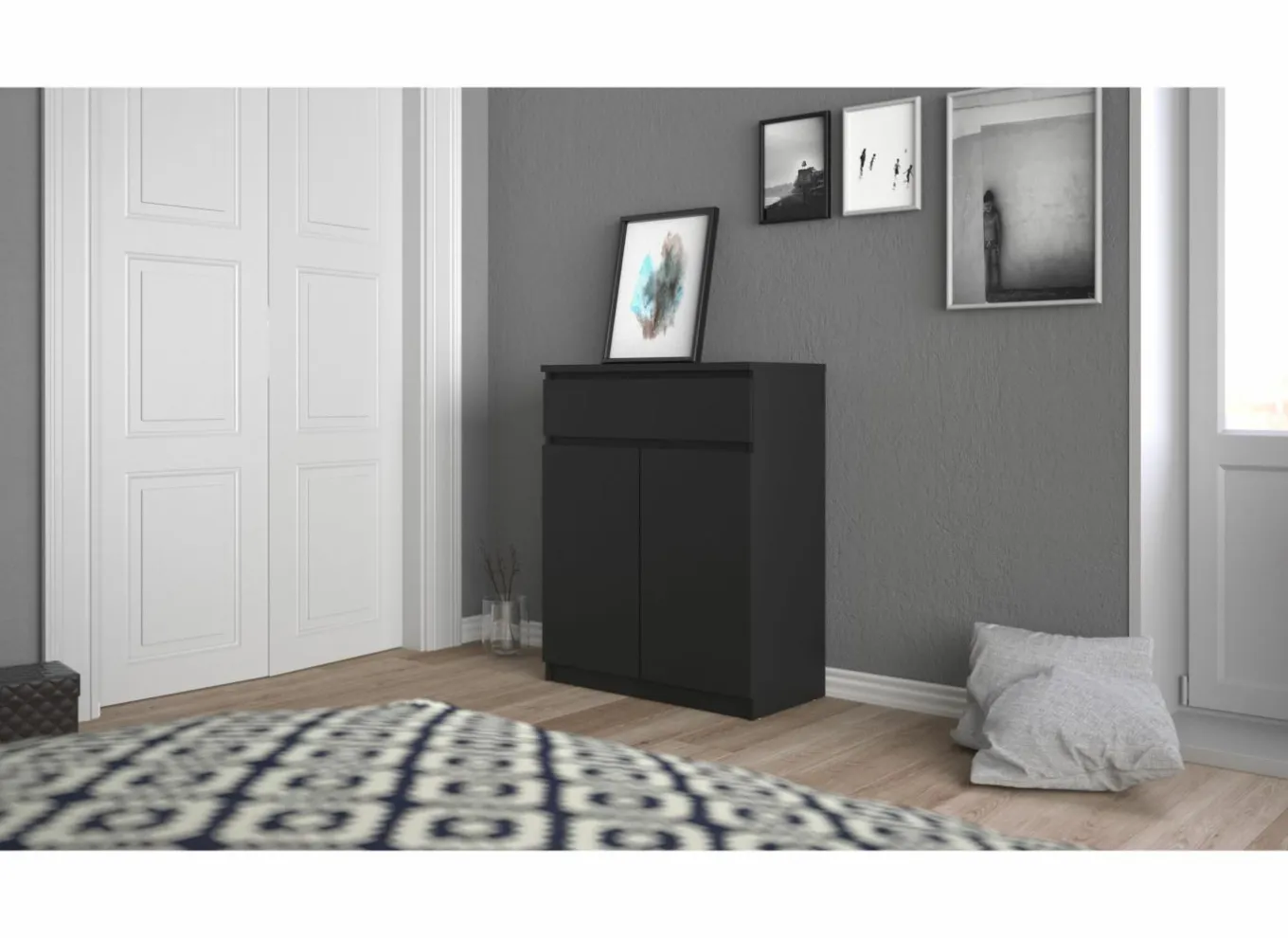 Commode|Commode|Commode Naia 80x40x101m - melamine - mat zwart