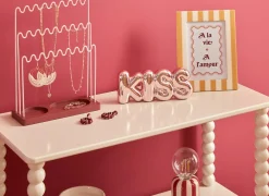 Deco Kiss/Wow H8,5cm - dolomiet - roze- Decoratieve Accessoires