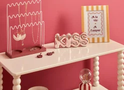 Deco Kiss/Wow H8,5cm - dolomiet - roze- Decoratieve Accessoires