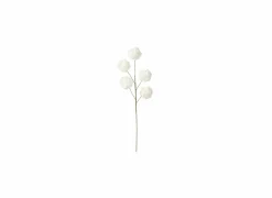 Decoratietak 5 Pompoms Eva H86cm - kunststof - wit- Kunsttakken