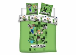 Dekbedovertrek Minecraft 240x220cm - polykatoen - groen- Dekbedovertrekken