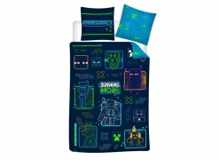 Dekbedovertrek Minecraft 140x200cm - microvezel - blauw- Dekbedovertrekken
