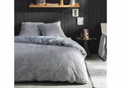 Dekbedovertrek Ribbed 220x240cm - polyester - blauw- Dekbedovertrekken