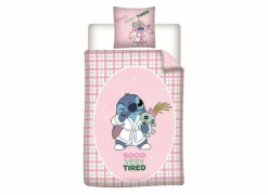 Dekbedovertrek Stitch 140x200cm - polykatoen - roze- Dekbedovertrekken