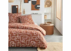 Dekbedovertrek TODAY Crazy 8 220x240cm - polyester - bruin- Dekbedovertrekken