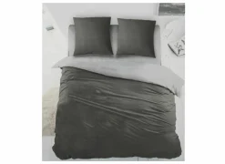 Dekbedovertrekken|Dekbedovertrek 140x220cm - katoen - antraciet/grijs